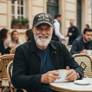 Unisex Adjustable Retro Slogan Baseball Cap - Bold Embroidered Slogan, Distressed Denim Fabric, Adjustable Leather Strap, Breathable Cotton Blend, Versatile Retro Style