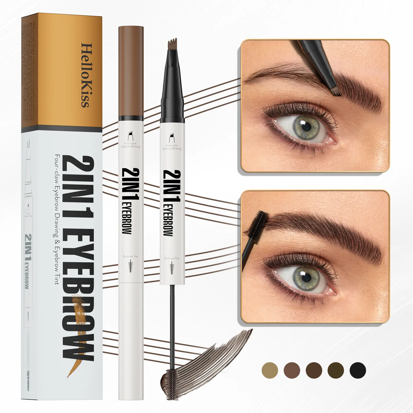NEW 2-in-1 Eyebrow Pencil & Tinted Gel, Salon-Quality, Waterproof & Long-Lasting, Natural Hair-Like Strokes in Seconds, Smudge-Proof Daily Brow Tool