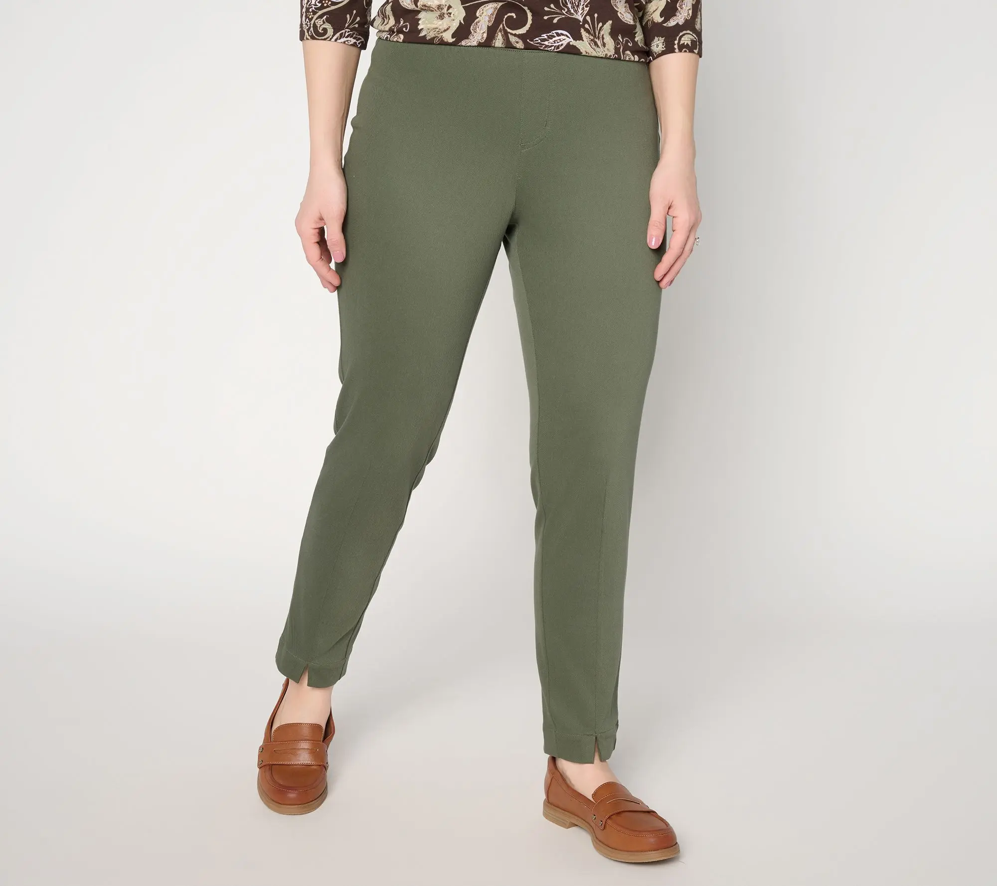Denim & Co. Regular Comfy Knit Air Ankle Jeans w/ Front Slit