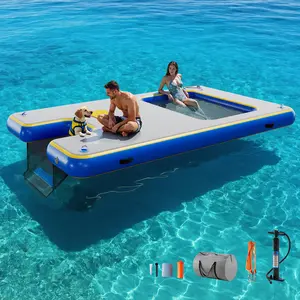[SummerVibes]AMERLIFE Inflatable Floating Dock, Non-Slip 6/7/8/10/12 FT Air Dock Platform loating Island Raft with Rope Ladder for Pool Lake Beach Ocean,summervibes
