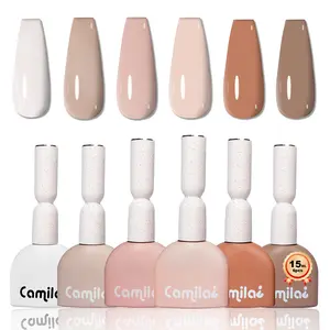 Camila 6Pcs 15ml Multiple Shades Nude Brown Gel Polish Set HEMA TPO Free Long Lasting UV Soak Off Salon Quality Daily Nail Art Gift Diy Manicure