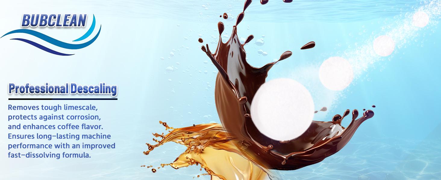 BUBCLEAN Coffee Machine Cleaner Descaler Tablets - 24 Pack, Deep Cleaning and Descaling for All Coffee Makers , Coffee Maker Pot Descaling & Cleaning Tabs, Descale Drip Coffe And Espresso Machines