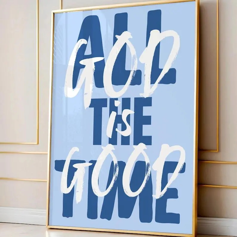 God Is Good All The Time Poster, Retro Christian Wall Art Bedroom Decor Jesus Wall Art Modern Christian Art Bible Art Print