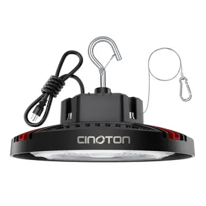 CINOTON UFO LED High Bay Light - 2 Heads 24000LM Super Bright, IP65 Waterproof LED Work Light, 5000K Daylight, Portable Outdoor Lantern with Hanging Hook, for Tent RV Hiking Emergency Garden Patio, Thanksgiving Christmas Gifts