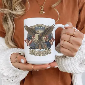 USA 250th Anniversary Mug, Semiquincentennial Patriotic Eagle & Liberty Bell Cup, 1776-2026 Veteran Gift, Historic America Crest Cups