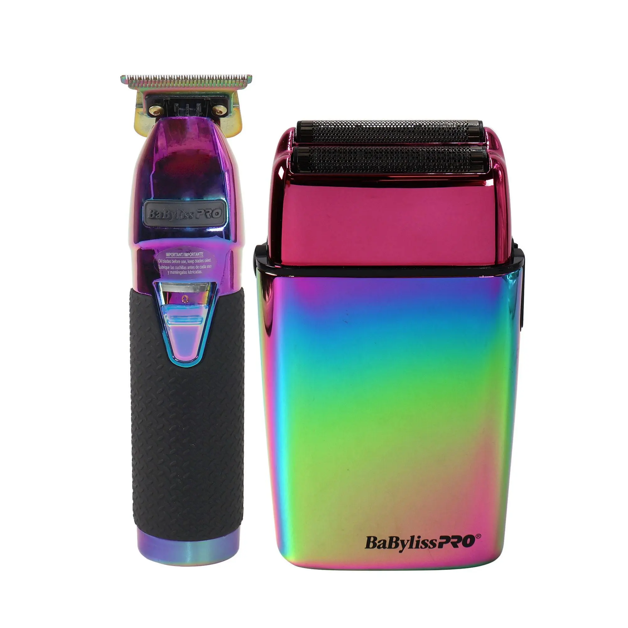 BaByliss Pro LIMITEDFX Collection Limited Edition Iridescent Beard Trimmer Combo Pack with Dual Head Double Foil Shaver for Smooth Shave #FXDUOFS2TRB, Dual Head Shaver