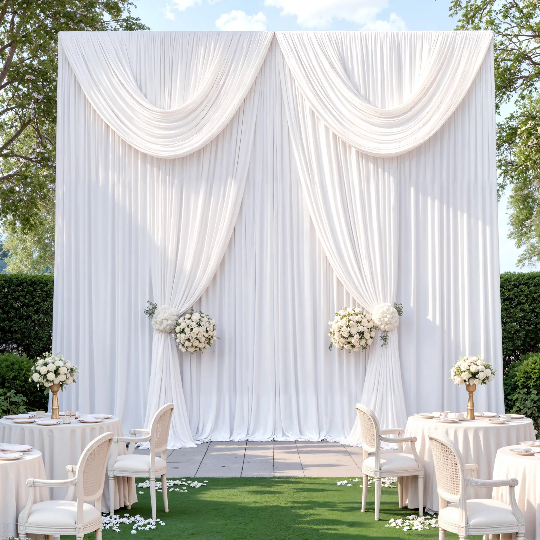 Elegant Festive Plain Polyester Backdrop Curtain - Wrinkle-Free, Multiple Uses for Wedding, Anniversary, Photography, 5x7FT/5x10FT/5x12FT Home & Party Supplies Backdrops & Banners, Fairy, Party Lights