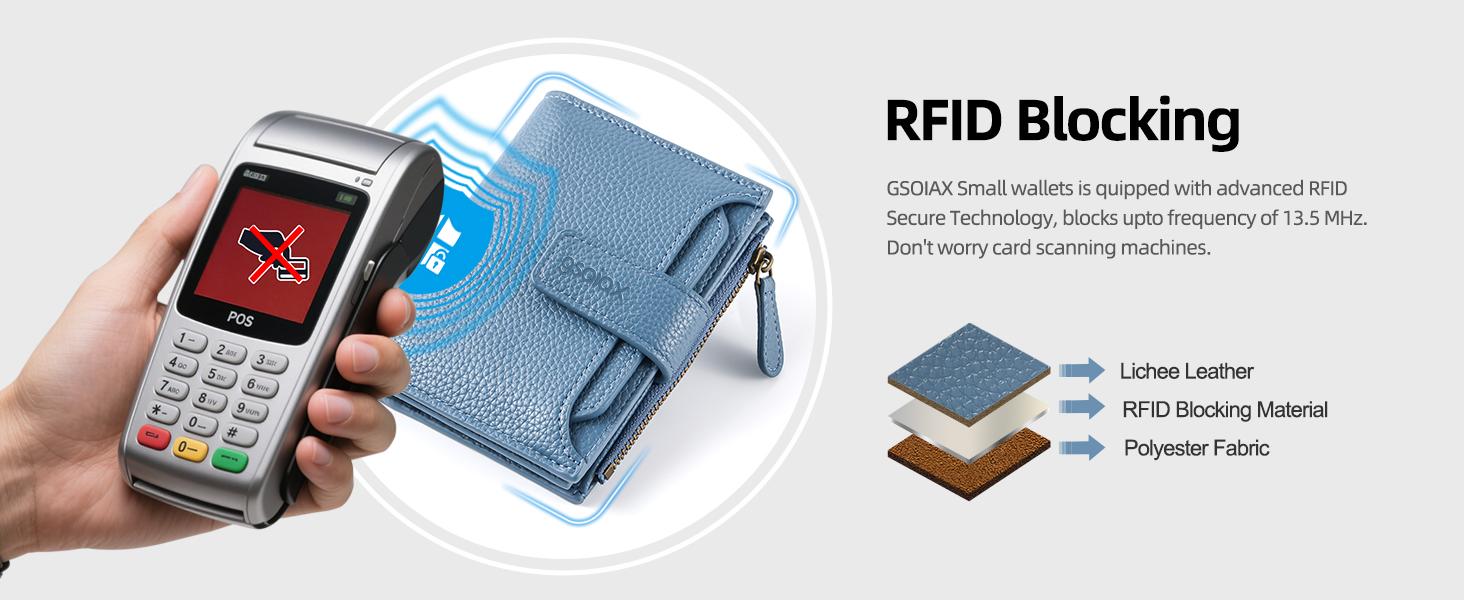 GSOIAX RFID Credit Card Holder, Women's Genuine Leather Coin Pocket Card Holder for Daily and Back to School Use, Perfect for Mother's Day Gift, Girlfriend Gift, Women's Wallet