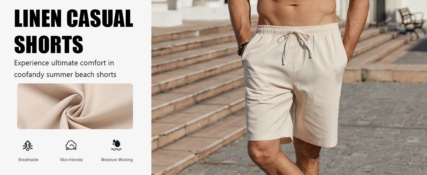 COOFANDY Men's Linen Shorts Casual Beach Shorts 9 inch Inseam Elastic Waist Drawstring Summer Shorts COOFANDY Men's Linen Shorts Casual Beach Shorts 9 inch Inseam Elastic Waist Drawstring Summer Shorts