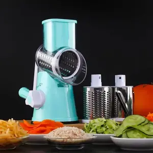 3-in-1 Manual Rotary Cheese Grater for Vegetable Cutter Potato Slicer Multifunctional Vegetable Chopper With 3 replaceable blade Kitchen Utensils
