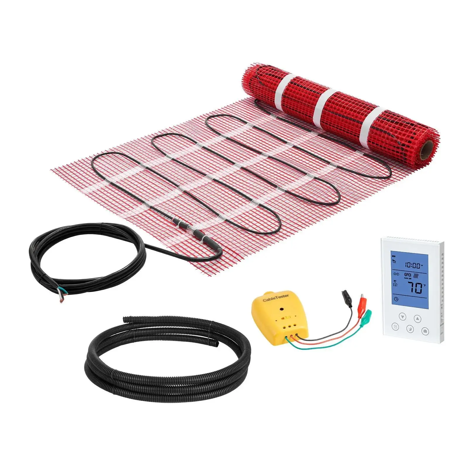 【SummerFinds】VEVOR 15 sqft Self-Adhesive Mesh Floor Heating Mat Appliance, 120V Electric Radiant Heated Floor System with Adjustable Silent Secure Smart Control Thermostat & Alarm, Easy Installation for Tile, Stone