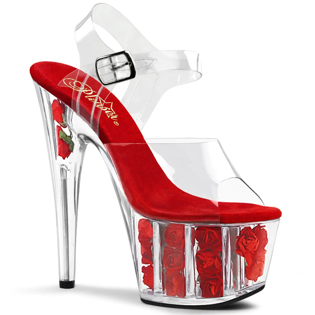 Pleaser Adore-708FL Women's Stylish Slip-On High Heels - Classy Open Toe Platform Sole Heeled Shoe, Elegant Sandals, Pleaser Heels