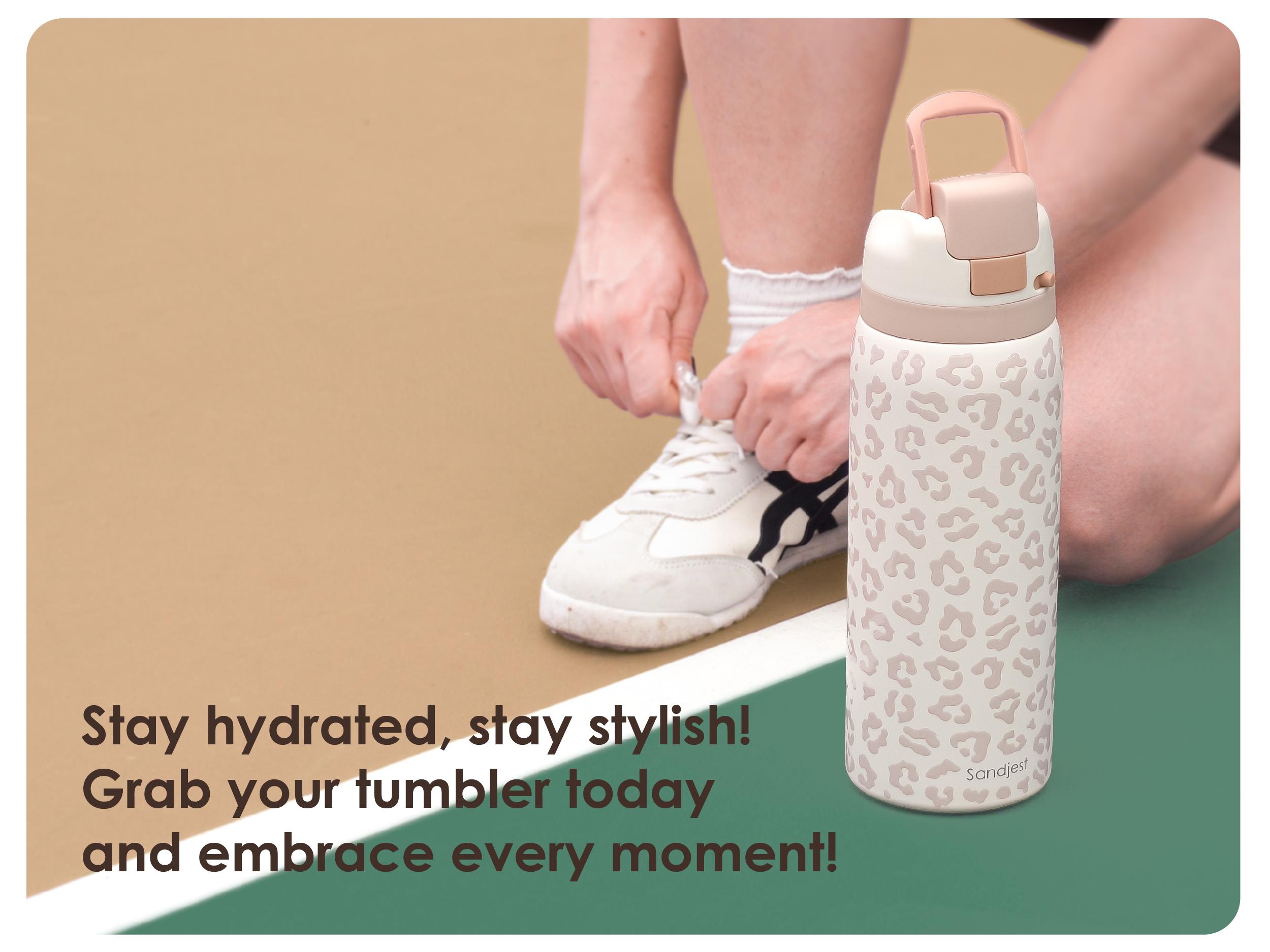 SANDJEST 32oz Insulated Stainless Steel Water Bottle Push-Button Lid, 100% Leak-Proof Drinkware, Perfect for Travel, Spring Gift for Her, Mother's Day