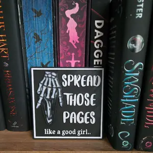 Spread Those Pages Bookshelf Sitter Decoration Skeleton Hand Book Lover