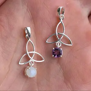 Celtic Styled Sterling Silver Pendants Moonstone and Amethyst