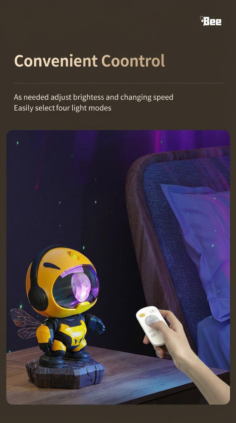 Gen 2 Bee Astronaut Galaxy Projector Night Light, Bluetooth Star Projector with Remote & Timer, LED Nebula Ceiling Light for Kids Room, Bedroom Decor, Cute Honeybee Aesthetic Lamp, Romantic Gift for Couples, Valentine’s Day & Christmas