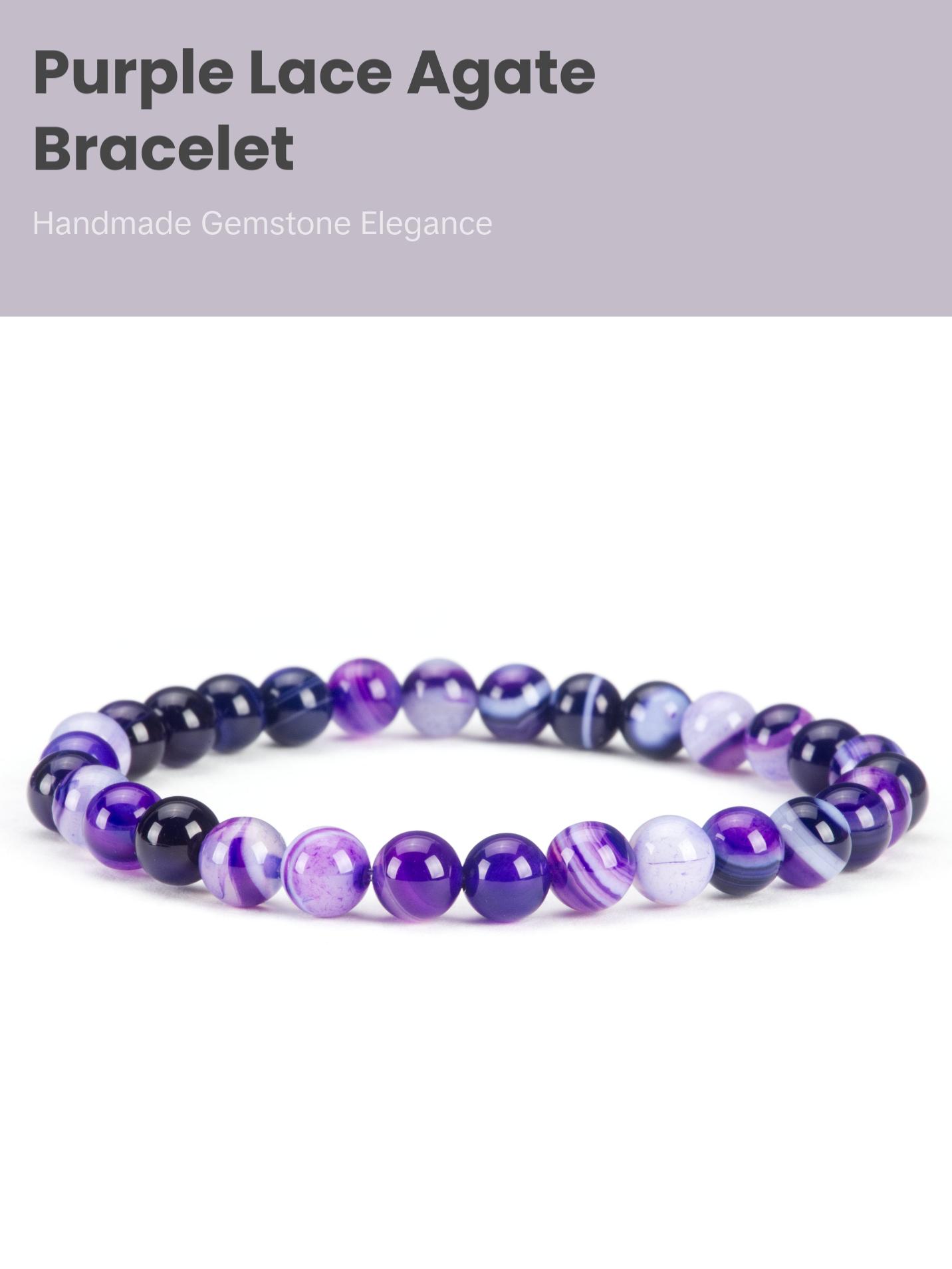 Cherry Tree Collection | Stretch Bracelet | 6mm Beads (Lace Agate - Purple)