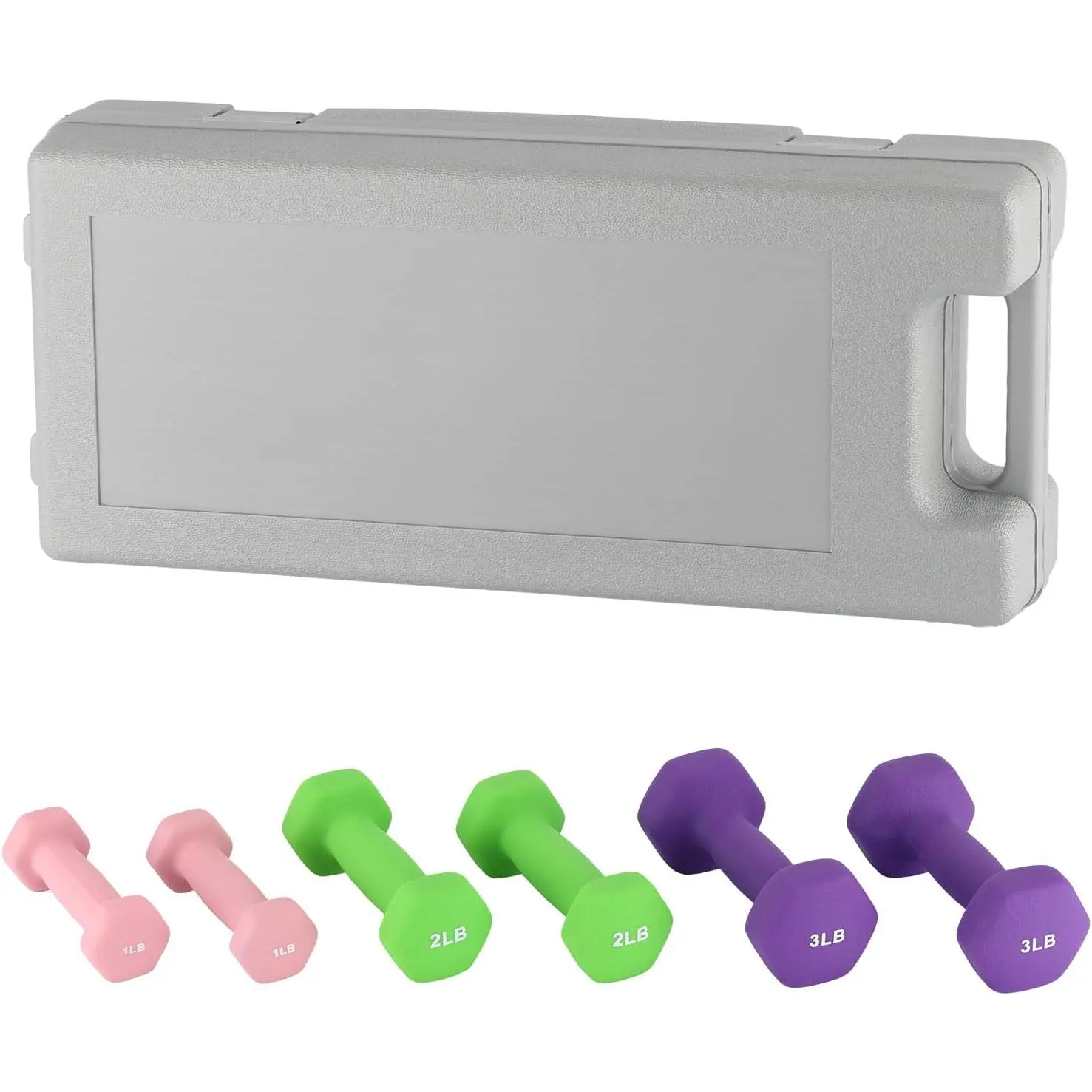 Hex Neoprene Coated Dumbbell Sets - 1lb & 3lb Multiple Pairs Home Gym Dumbbells, Anti-Slip Grip, Ergonomic Design, Flat Profile Space-Saver Space-Efficient Storage Box-Rack, Stylish Gift-Ready for Arm Toning