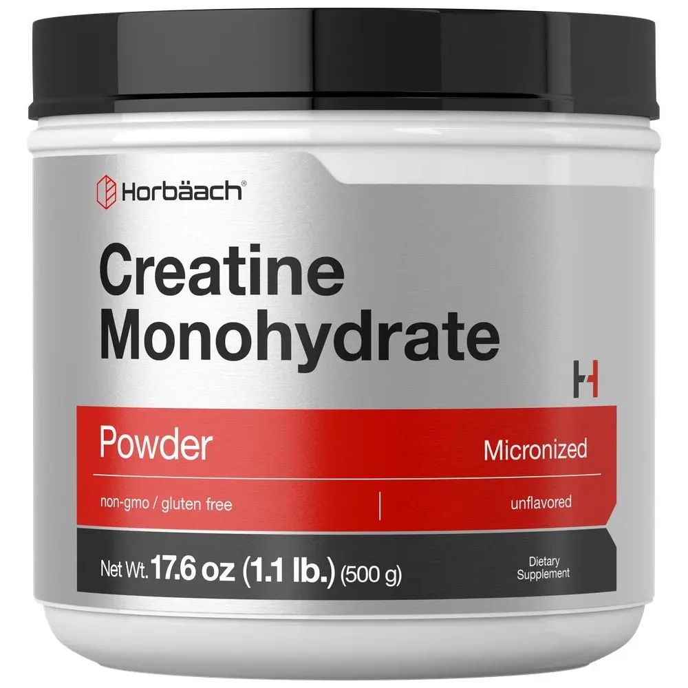 Horbäach Creatine Monohydrate Powder | 1.1lb (17.6 oz) | Micronized and Unflavored | Vegetarian, Non-GMO, and Gluten Free Supplement