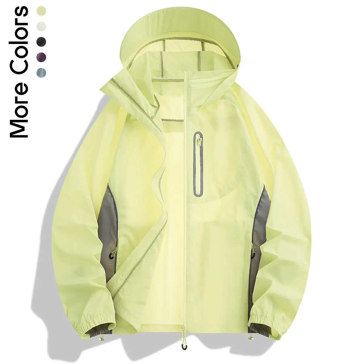Ultra-Lightweight Summer Sun Protection Jacket, Breathable Hooded Windbreaker for Outdoor Sports, Packable Thin Sporty Coat for Men & Women, Neon Yellow Gear