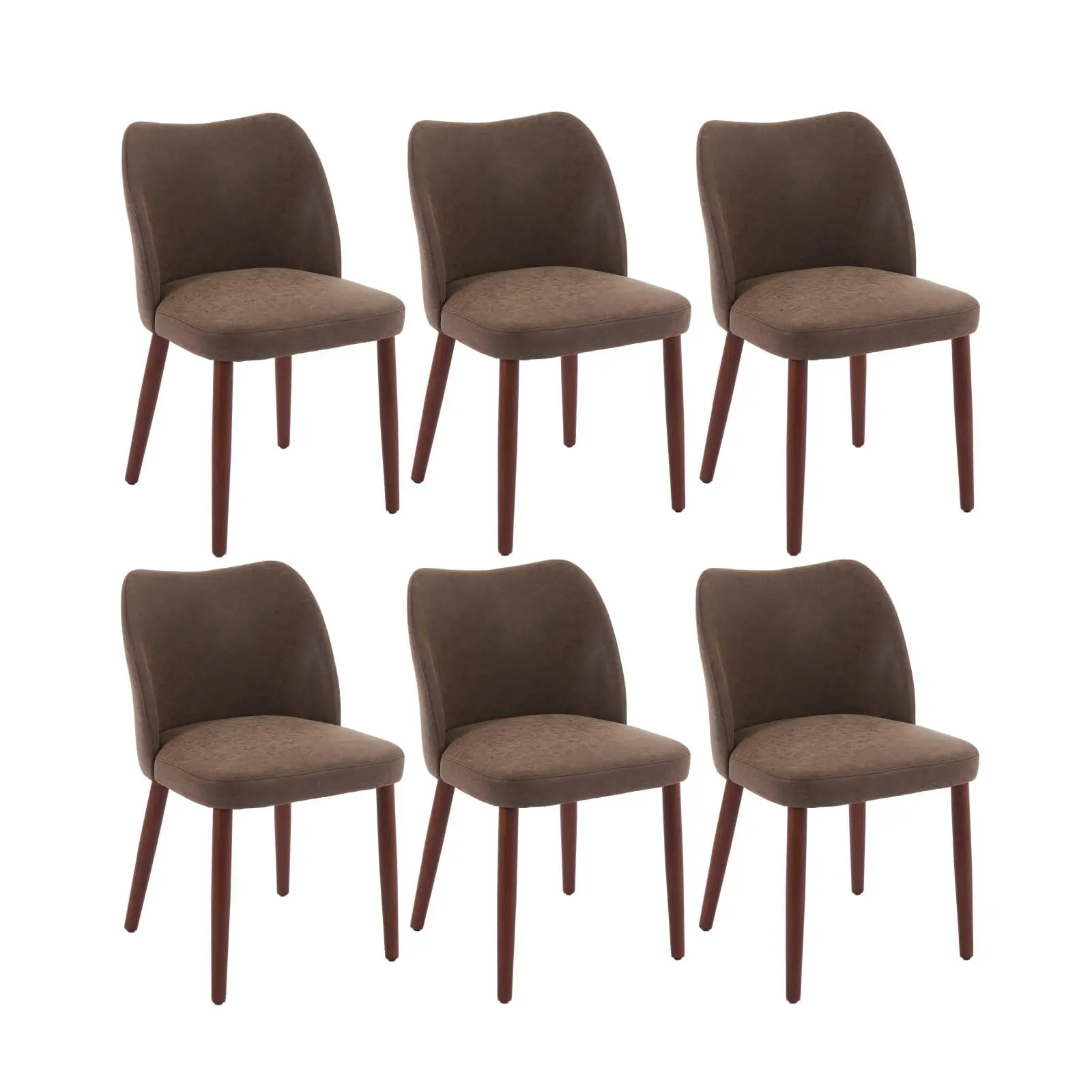 Garvee Leather Dining Chairs Set of 6 Upholstered PU Dining Chair with Wood Legs, Wing Backrest, Wooden Kitchen Chairs with Thick Cushions, Leveling Feet for Dining Room, Living Room, Taupe