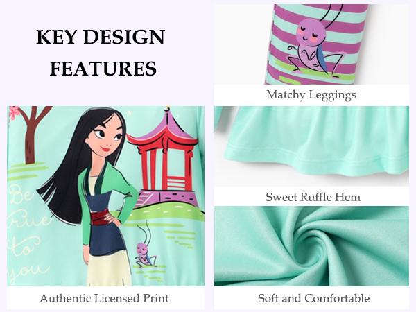 Disney Frozen Minnie Mouse Stitch Princess Fall Toddler Girl Outfit 2 Piece Long Sleeve Sweatshirt & Leggings Set Cozy Disney Frozen Characters & Floral Design