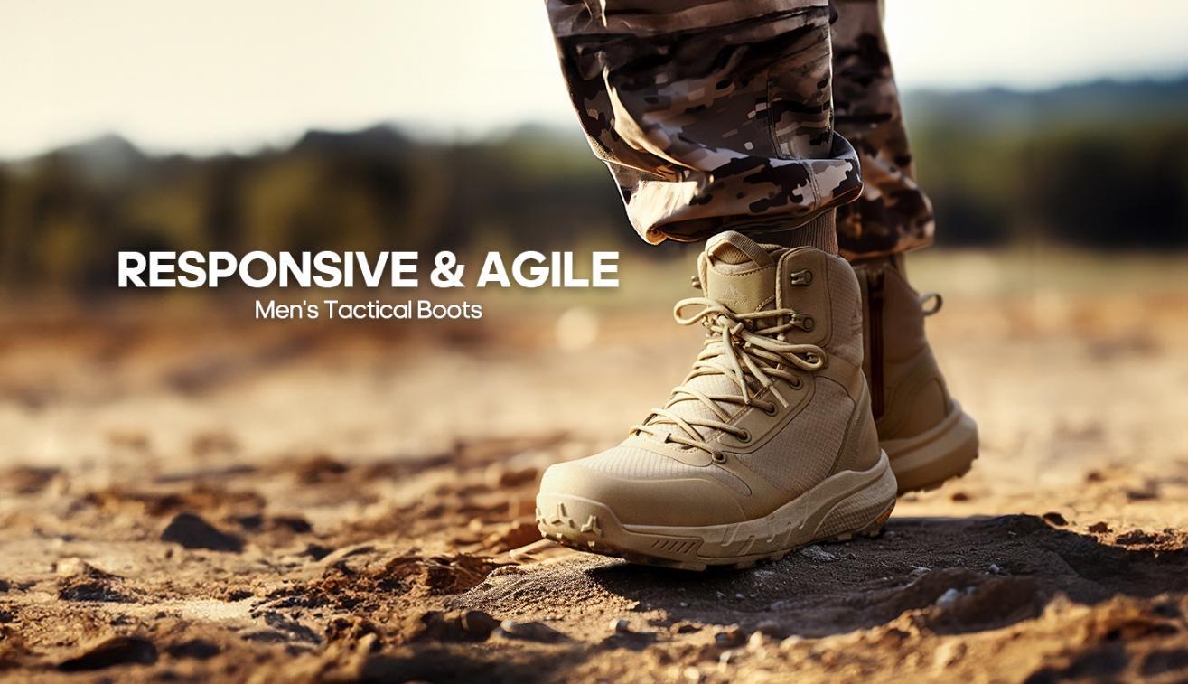 【summervibes】NORTIV 8 Men's Military Tactical Boot Lightweight Comfortable Boots for Work All Day Side Zipper Motorcycle Combat Hiking Boots 8 Inches Metrostrike Outdoor Footwear