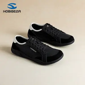 HOBIBEAR PU leather wide-toe shoes for spring and autumn, soft-soled, dirt-resistant, casual unisex sneakers suitable for everyday wear and outdoor hiking