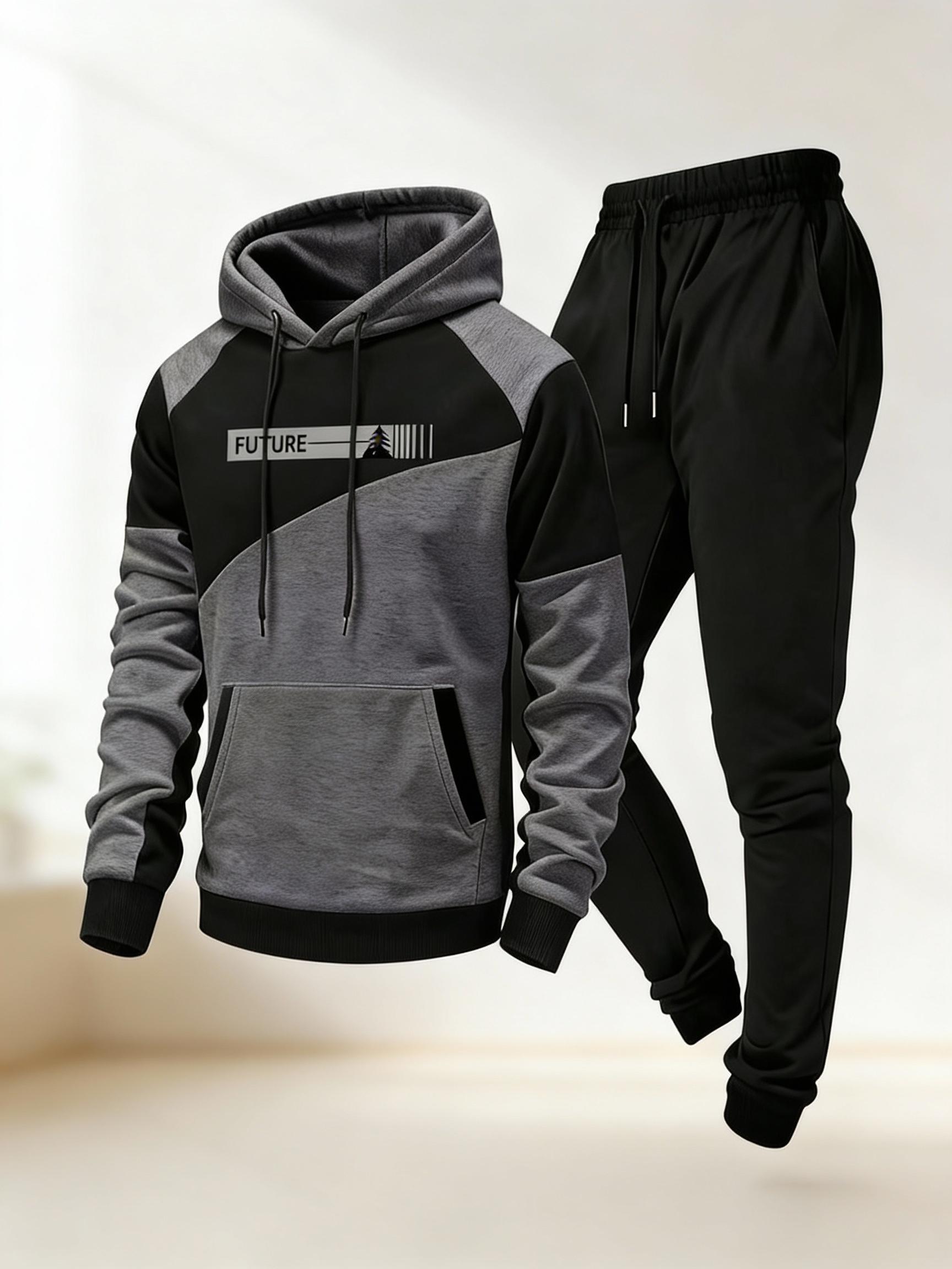 Men's New Hooded Set Stylish Hooded Sweatshirt & Casual Pants Fashionable Versatile for Business Youthful Stylish Two-Piece Set