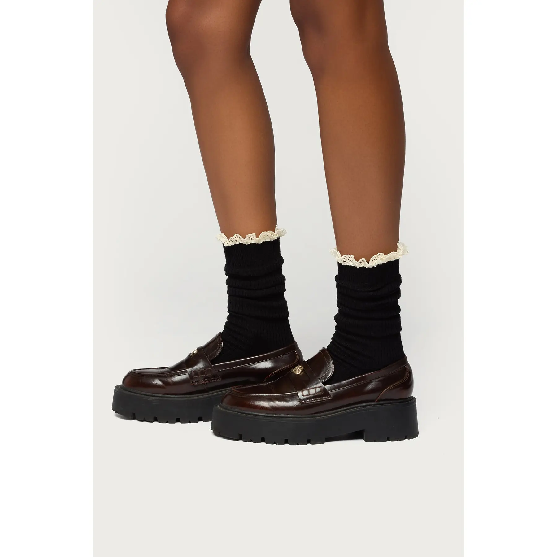 Lacey Ruffle Knee High Socks