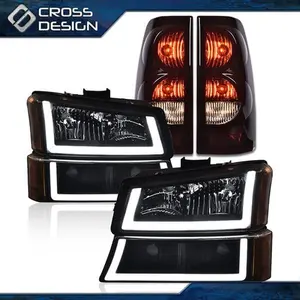 CROSSDESIGN Fit For 2003-07 Chevy Silverado  LED DRL Headlight Signal Bumper Lamp Tail Light