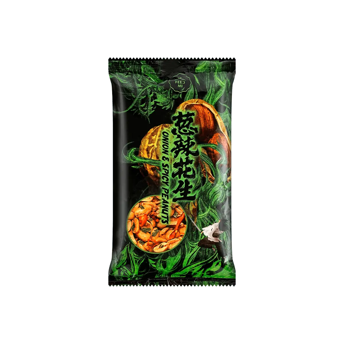 Feedmi Taiwanese Scallion Chili Peanuts - Crispy Snack, 80g Bag