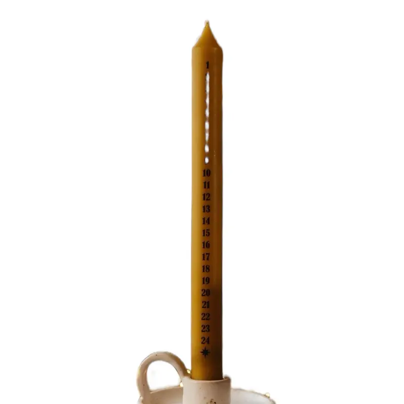 Beeswax Advent Candle 11 inch Handcrafted Natural Cozy Christmas Decor with Countdown Design