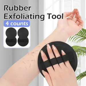 4 Counts body exfoliating gloves, bath and body scrub buffer, shower body scrubber, black version, Removes dead skin for smooth skin texture