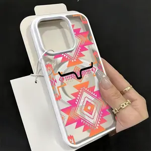 Aztec Pattern Acrylic Smartphone Cellphone Case - Tribal Geometric Style Cover for iPhone 11 12 13 14 15 16 17 Plus Pro Max, Mobile Phone Accessories (A8)