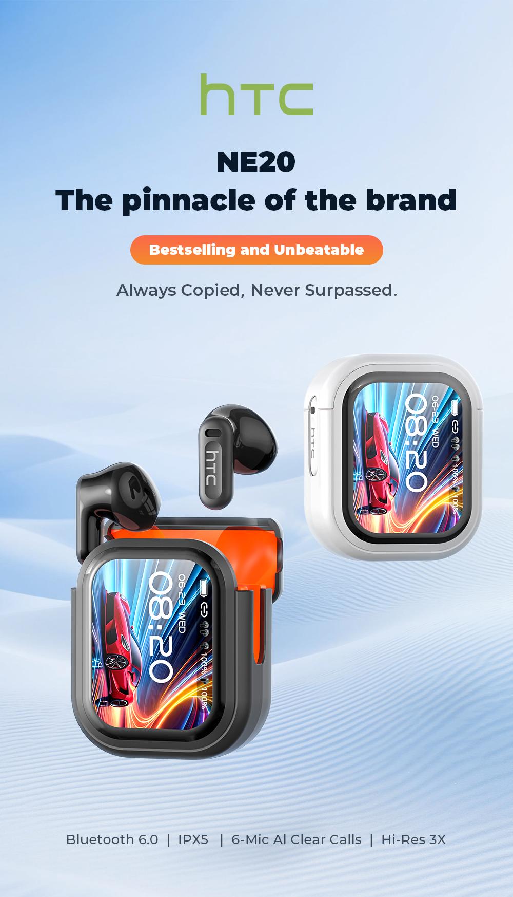 HTC NE20 OWS - Wireless Bluetooth earphones, LED display, Bluetooth 6.0, charging case, IPX5 waterproof. HTC's pinnacle product