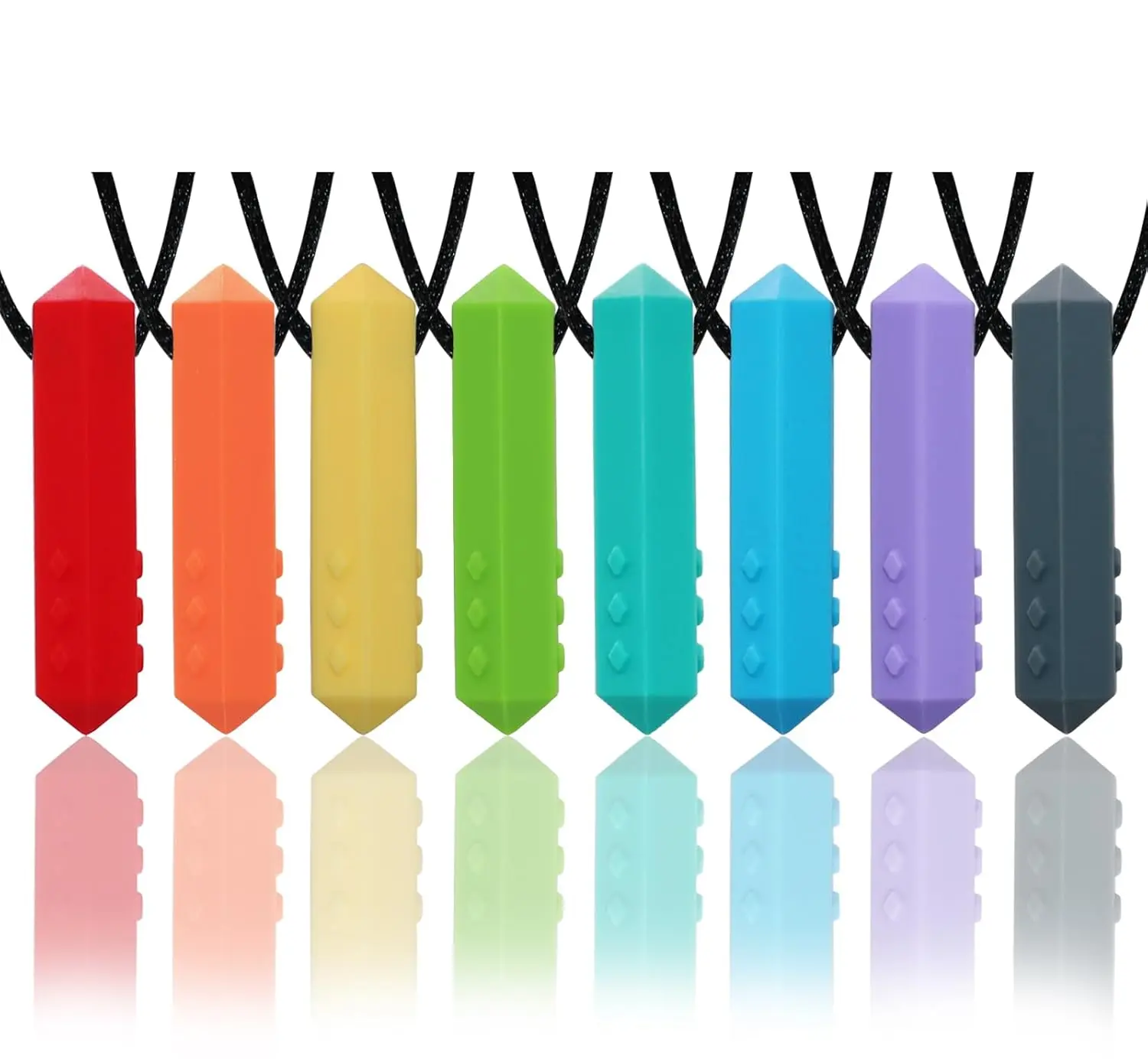 Chew Necklaces for Sensory Kids 8 Pack Sensory Toys for Kids with Autism ADHD SPD Biting Silicone Teething Necklace Oral Chew Toys for Adults Reduce Chewing Anxiety Fidget