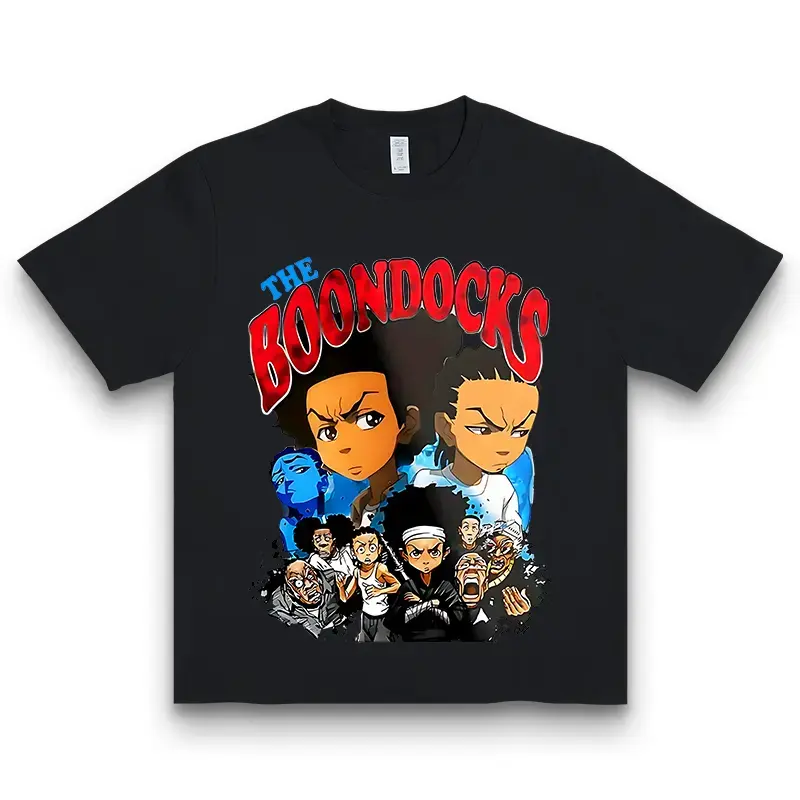 1Pc The Boondocks Animated Characters Print T-Shirt For Men, Women, And Couples - Ultra-Soft, Breathable Cotton, Moisture-Wicking Crew Neck Tee - Ideal For Casual Wear, Fitness, And Outdoor Activities - Great Christ T-Shirt For Men And Women