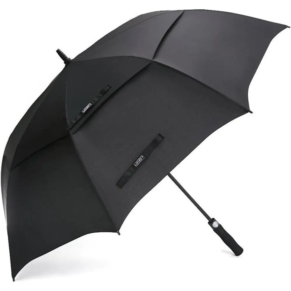 Oversized Windproof Golf Umbrella - Auto Open, Vented Double Canopy Polyester Stick Umbrella for Outdoor Rain, 47-72 in