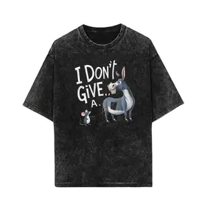 Men's XL "I Don't Give A" Donkey & Mouse Graphic T-Shirt - 100% Cotton Breathable Loose Fit Casual Short Sleeve Tee, Machine Washable Black & White Print for Independence Day, Mother's Day, Labor Day, Holiday Outfit, Bold Statement