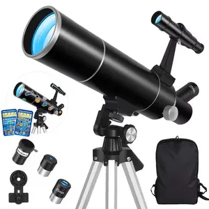 80mm Refractor Telescope 500mm Astronomy Scope for Beginners with Phone Adapter Space Stickers 20X-150X Magnification & Aluminum Tripod