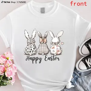 Easter Shirt with Three Happy Bunnies and Decorative Bows