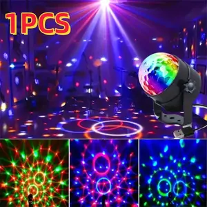 1 Multi-functional LED Magic Ball Light - RGB DJ Party and Disco Atmosphere Light, with remote control + USB power supply, perfect for home decoration, KTVs, weddings, and holiday celebrations Double Head Wireless Desk Lamp Personalized Music Night