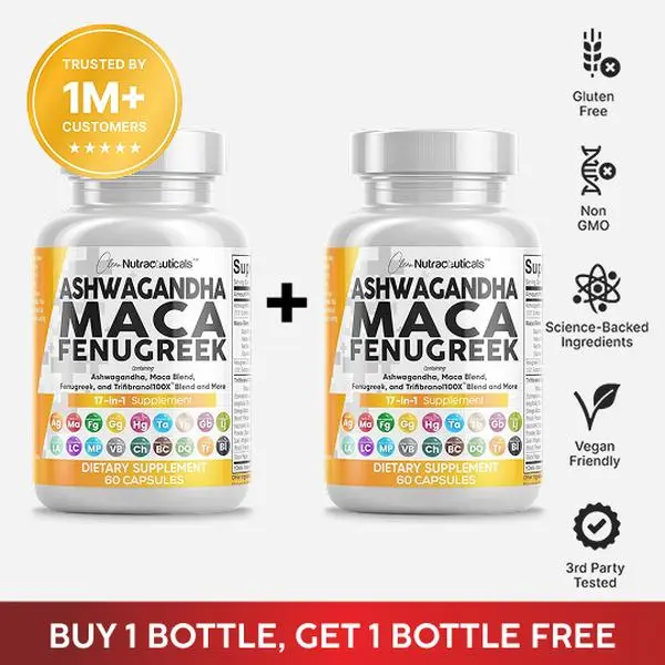 Clean Nutra BOGO | Ashwagandha, MACA Root, Fenugreek Supplement with Tongkat Ali, Ginseng for Fitness & Wellness – Internal Fire