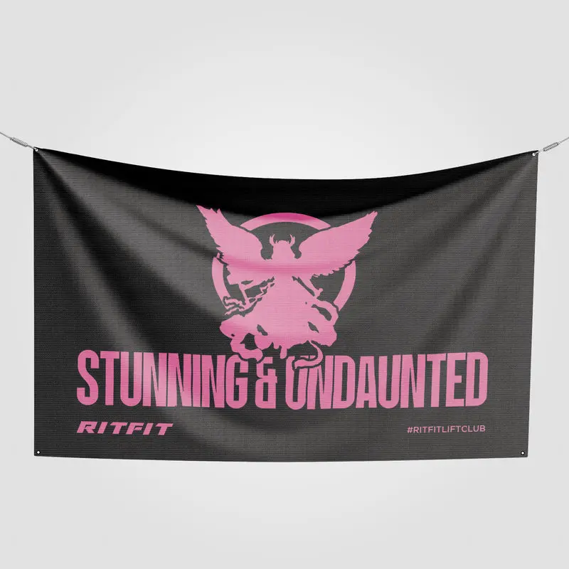 RITFIT Sports Flag, Fitness Tapestry with Pink Graphic Print, Hanging Wall Art for Home Gym and Room Decor, Home Wall Hanging, Wall Decor