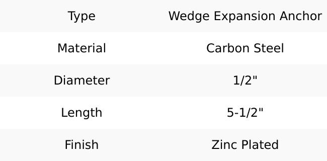 Powers Fasteners 7424SD1-PWR Power-Stud+ SDI Carbon Steel Wedge Anchor 1/2" x 5-1/2" 50PK Powers Fasteners 7424SD1-PWR Power-Stud+ SDI Carbon Steel Wedge Anchor 1/2" x 5-1/2" 50PK