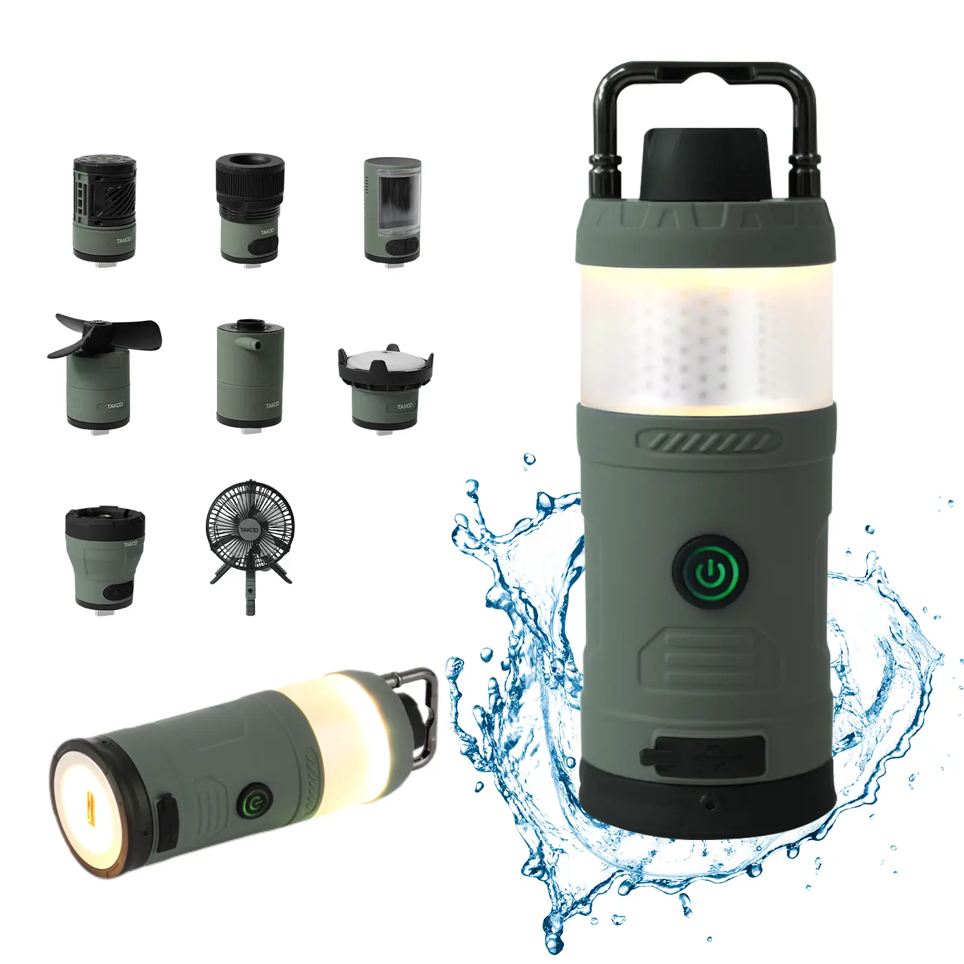 TAKOO Modular Rechargeable Camping Lantern - Waterproof Emergency Lanterns, Portable Camping Flashlight with Bluetooth Speaker, for Outdoor Hiking & Emergencies, Speaker Bluetooth Portable, Camping Equipment, Hiking Flashlight
