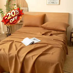 PUREFIBER 100% Natural Linen Rust Flat Sheet Soft Breathable Bedding for Comfortable Sleep Durable Linen Material Bed Set