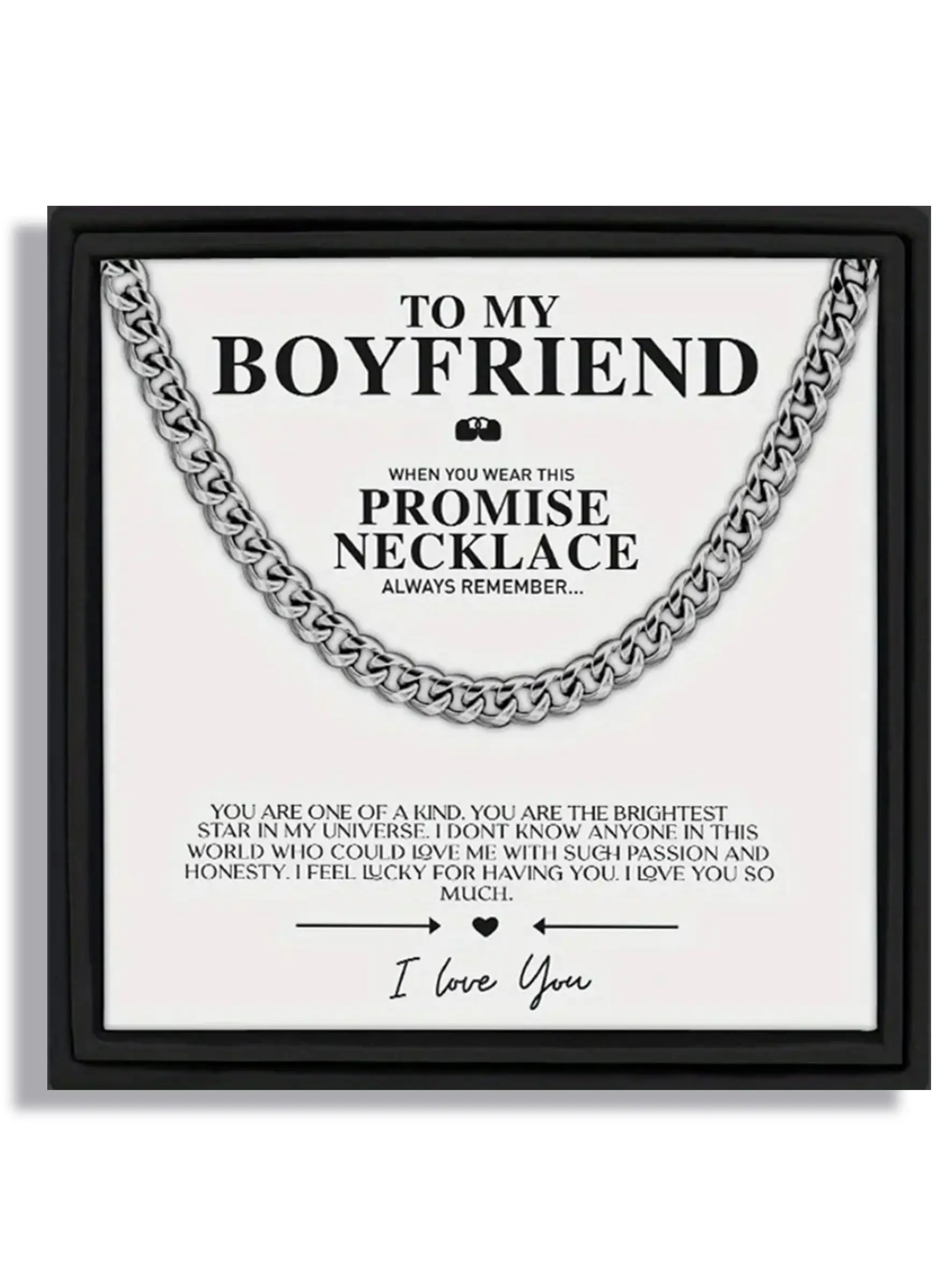 To My Boyfriend Hip-Hop Streetwear Statement Jewelry Unique Chain Style Cuban Link Design Chain Stainless Steel Promise, With Message Card & Gift Box, Perfect Valentine's Day/Christmas/Birthday Gift, Jewelry Gifts Cuban Links Necklace, Cuban Necklaces