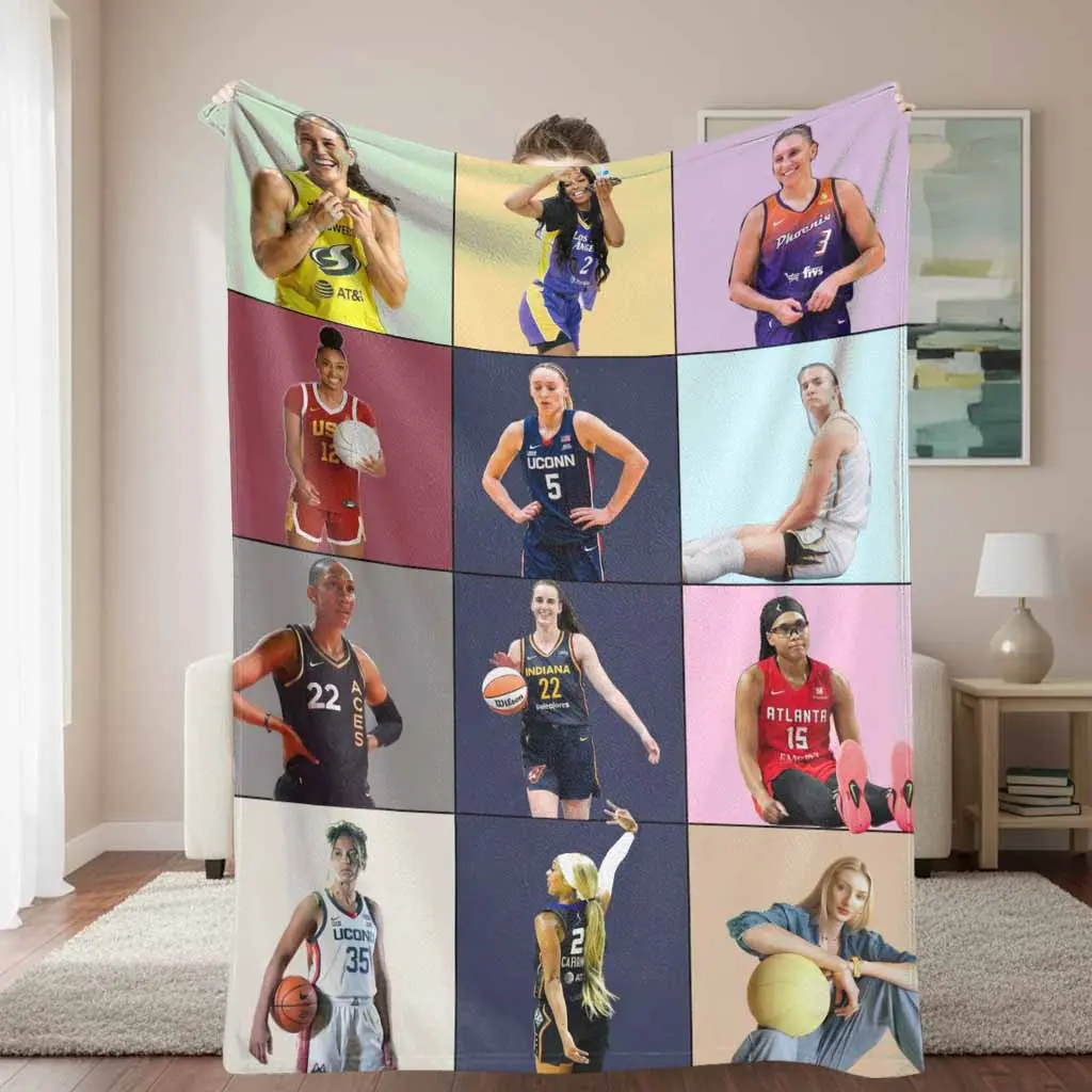 Basketball Player Figure Print Flannel Throw Blanket, All Season Breathable Lightweight Soft Warm Cozy Blanket for Bedroom, Living Room, Ideal Basketball Fan Gift, All Season Blanket, Breathable Lightweight Blanket